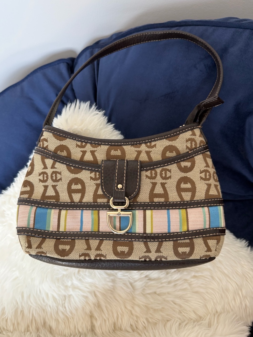 Vintage y2k Etienne Aigner Signature Canvas Handbag Shoulder Bag